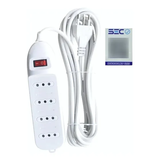 Alargador Zapatilla 4 Enchufes Certificado 3mts Interruptor