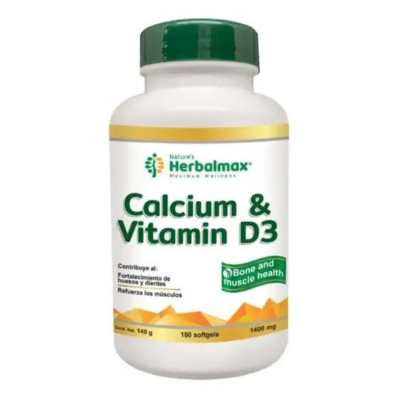 Calcio Y Vitamina D 1400mg Herbalmax Made In Canadá Sabor Sin Sabor | Cuotas sin interés