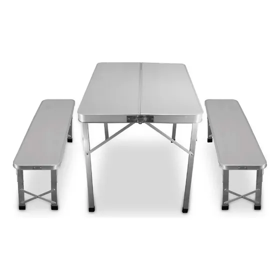 Mesa Plegable Camping Picnic Aluminio Liviana Con Bancos