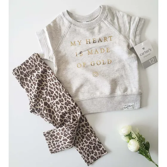 Conjunto Nena Carters Leggings Print Blusa Gris 