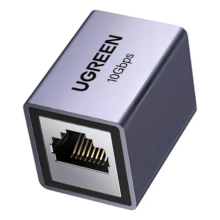 Acoplador Stp Ugreen (extensor De Cable Ethernet Rj45) 10gbps Blindado Compatibilidad Con Cat8 Cat7 Cat6 Cat5e Hasta 100 Metros Aleación De Aluminio