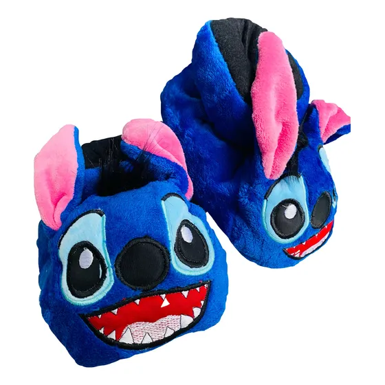 Babucha Térmica Pantuflas Tela Peluche Stich Azul Niño 