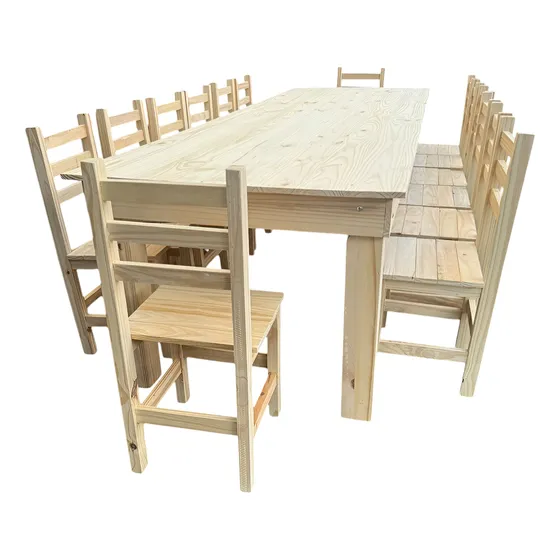 Mesa Quincho 300x100 Con 14 Sillas Cocina Comedor Bar Resto