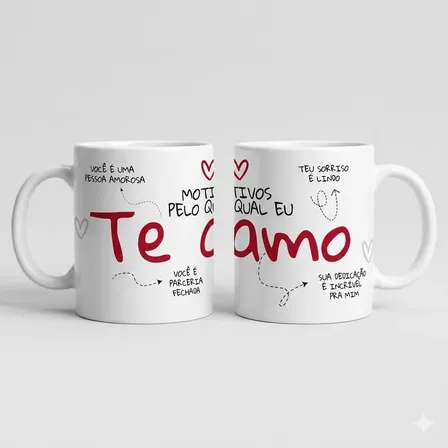 Caneca Ceramica Namorados Te Amo Presente Criativo