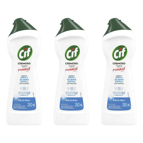 Kit 3 Cif Cremoso Saponaceo Multiuso Limpeza Milagrosa