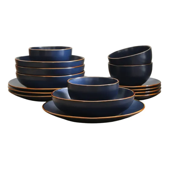 Juego De Vajilla Stone Lain 16 Pcs, Servicio P/ 4 Prs, Azul