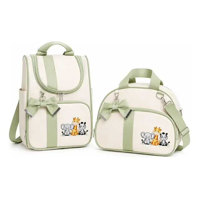Kit Bolsa De Maternidade 2 Peças Safari Verde-claro