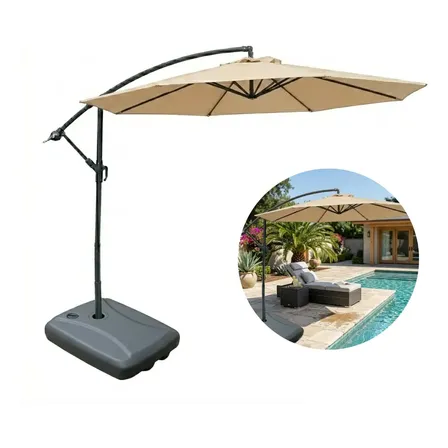 Ombrelone 2,70m Lateral Com Base 60l Guarda Sol De Piscina Bege