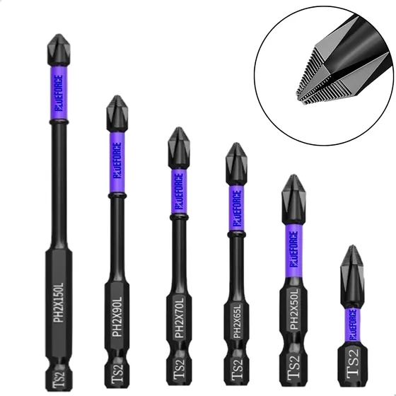Bits Magnético Ponteira Philips Parafusadeira Ph2 Jogo 6 Pcs Imantado Antiderrapante Magnética Com Imã Sextavado Profissional 1/4 25mm 50mm 65mm 70mm 90mm 150mm Blueforce