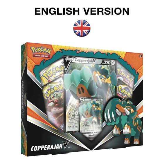 Caja Pokémon Tcg Copperajah V | 1 Carta Floja | 4 Sobres