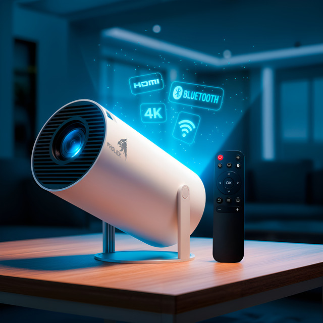 Projetor Portátil Pholex Hy300 4k Android Smart Wifi Full Hd Branco Projetor Portátil Pholex Hy300 4k Android Smart Wifi Full Hd Branco