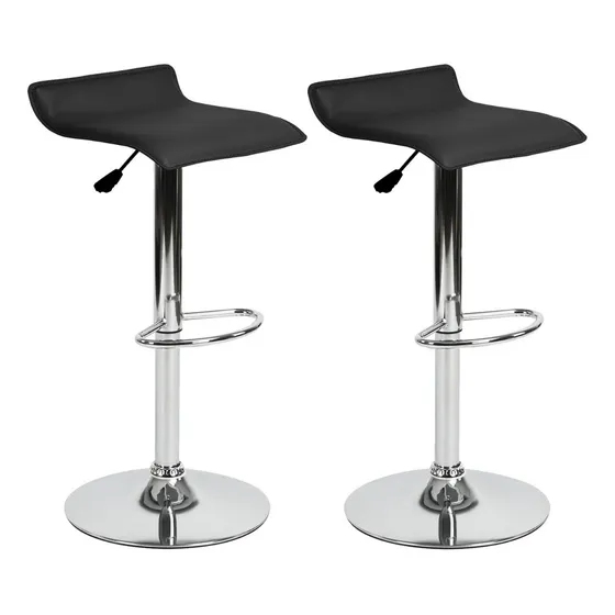 Set de 2 Bancos Modernos Negro Giratorios 360° Altura Ajustable con Base y Reposapié Cromada Homemake Furniture