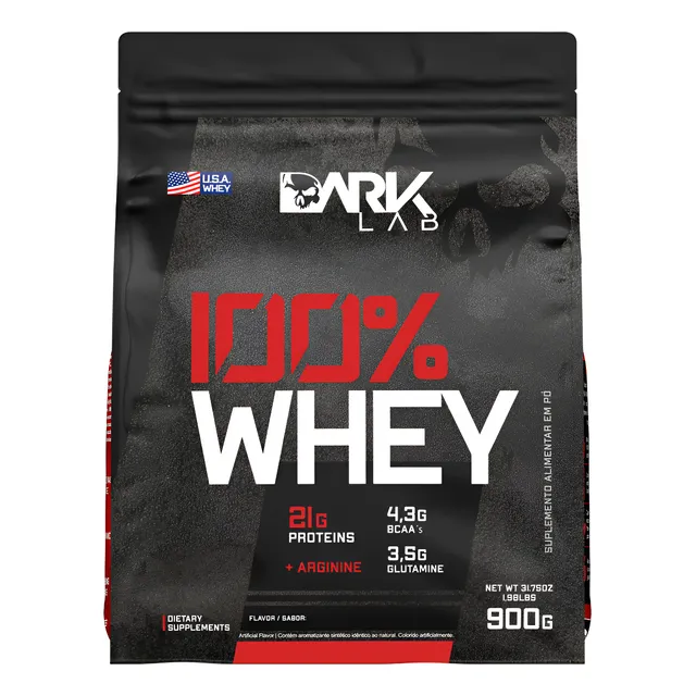 Whey Protein Concentrado 100% 900g Refil Dark Lab Sabor Baunilha