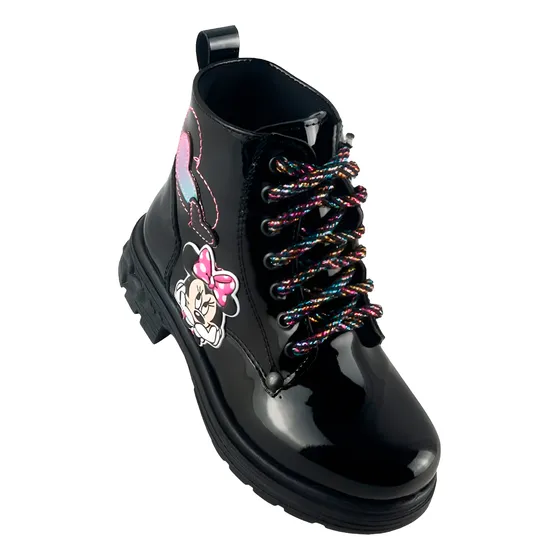 Botas Niñas Mimie Ratoncita Cómodas Charol Negro 514-496-cn 