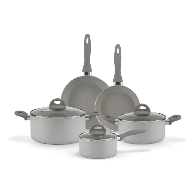 Jogo De Panelas 5 Peças Ceramic Life Marble Blend Brinox Cor Cinza