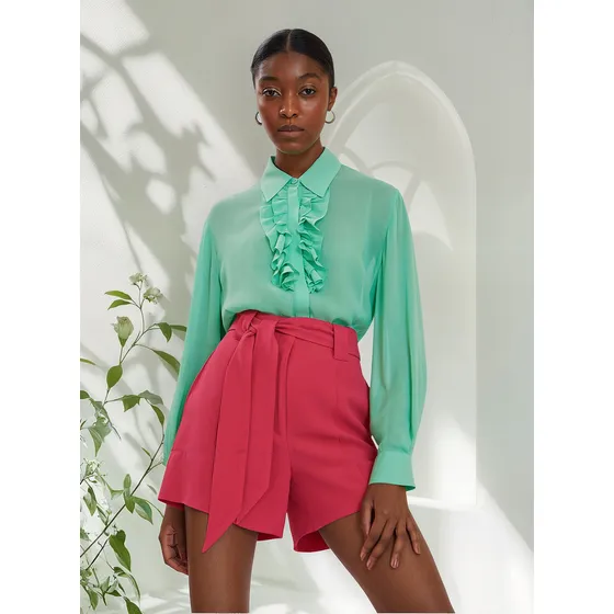 Shorts Iódice Reto Com Faixa Rosa