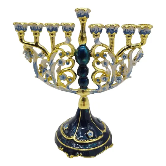 Jja Candelabro De Estilo Menorá Judío Pintado A Mano