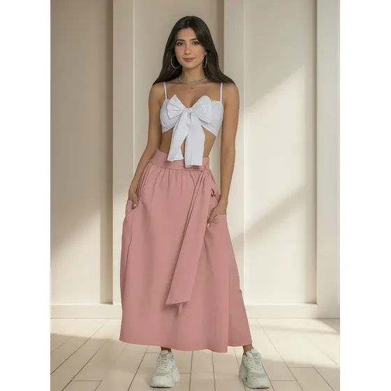 Falda Larga Mujer Palo De Rosa Atypical 88376