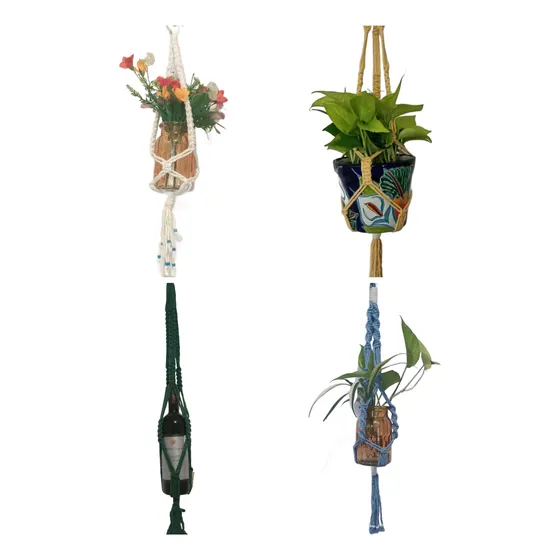 Macetero Porta Botellas De Macramé Hilo De Algodón