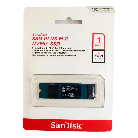 Sandisk SSD Plus M.2 Nvme de 1 TB SDSSDA3N-1T00-G26 Pcie Gen 3.0, color azul marino
