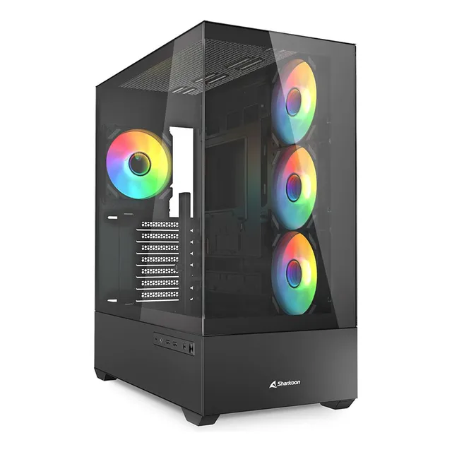 Gabinete Gamer Sharkoon Ak6 Rgb Cristal Templado Atx/btf Color Negro
