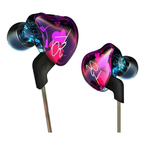 Audífonos in-ear KZ ZST with mic purple y blue
