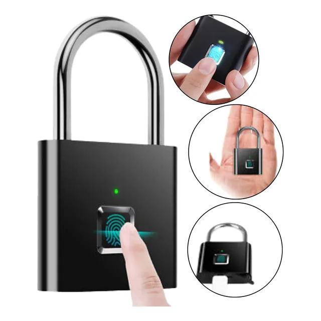 Cadeado Inteligente Impressão Digital Biometria Recarregavel