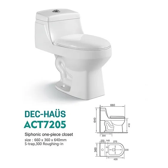 Wc One Piece Dec Haus Descarga Piso Centro 30 Cms Act7205