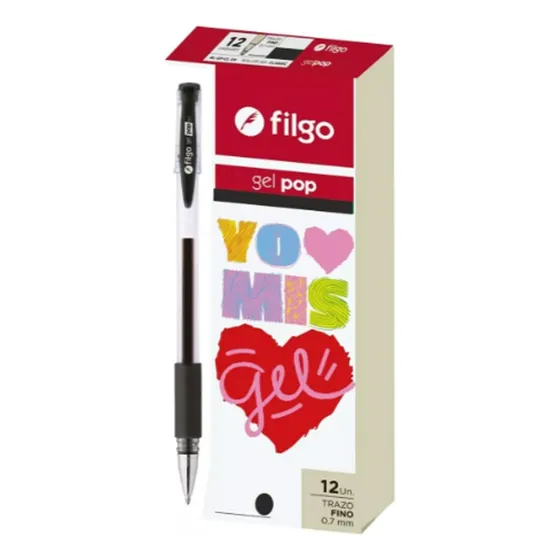 Bolígrafo Roller Gel Pop Filgo X 12 Unidades Color de la tinta Negro