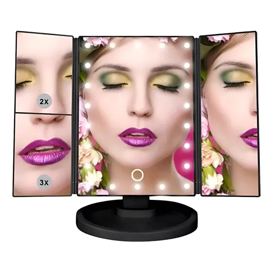 Espejo Maquillaje Con Luz Led + Aumento  22 Led + 3 Aumentos