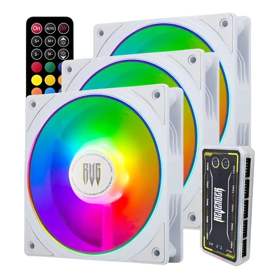 Kit 3 Cooler Fan 120mm Rgb Argb Controladora Pc Gamer Cpu