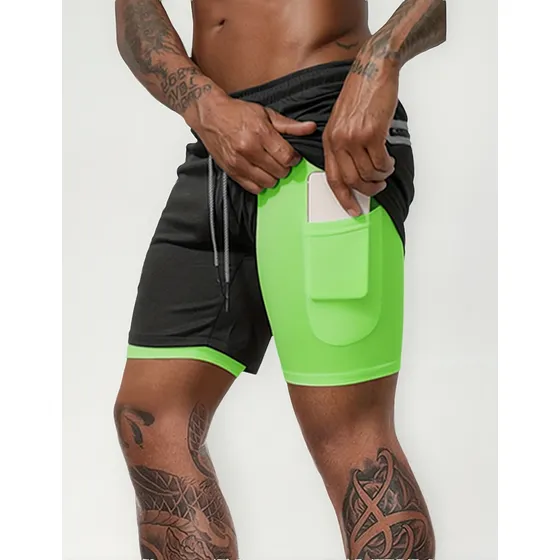 Gym Short Con Poliéster Deportiva 2 En 1 Hombre Correr