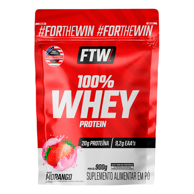 Whey Protein 100% Concentrado Refil 900g Sabor Morango - Ftw Whey Protein 100% Concentrado Refil 900g Sabor Morango - Ftw