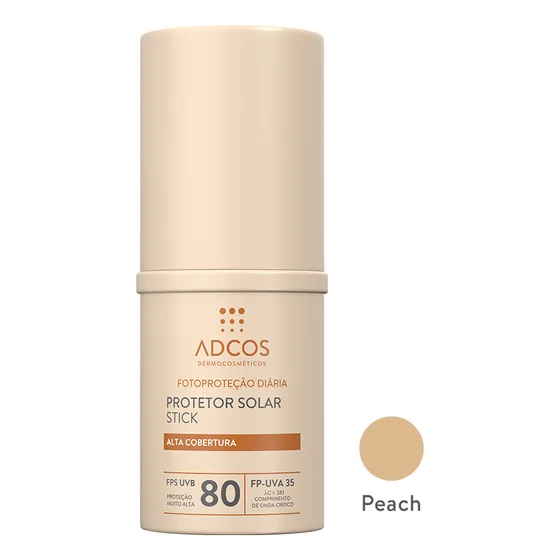 Protetor Solar Adcos Tonalizante Base Stick Peach Fps80 17g