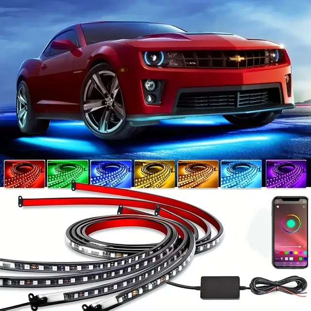 Coche Chasis Luces Juego De 4 Tira Led Rgb Para Tubo De Auto