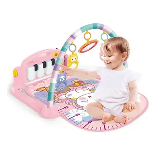 Tapete Ginásio De Atividades Villa Bebe Piano Musical Rosa Rosa