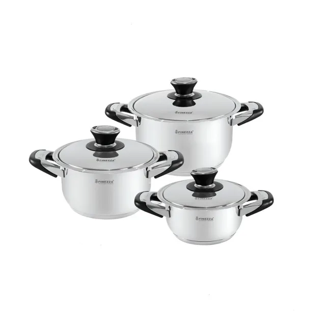 Juego De Ollas Finezza 6 Piezas Fz-605ts En Acero Inoxidable