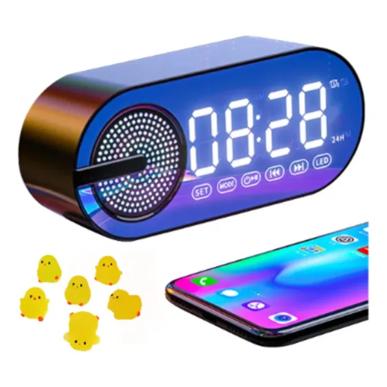 Moxsn Reloj Digital Led Despertador Con Altavoz Bluetooth Y Radio + 1pcs Chick Joyería