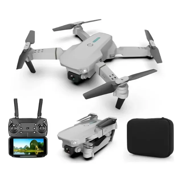 Mini Dron E88 Pro Con Doble Cámara 4k, Estabilizador Vuelo Color Gris