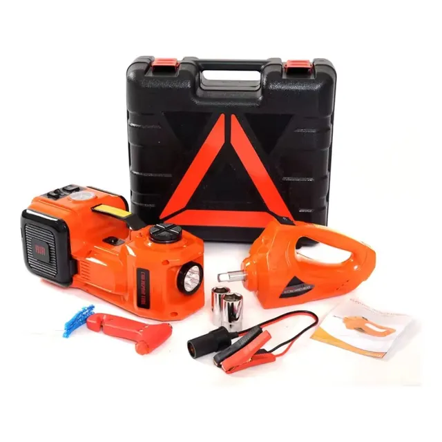 Kit Gato Eléctrico 12v 5ton Con Inflador Para Auto Suv Sedan