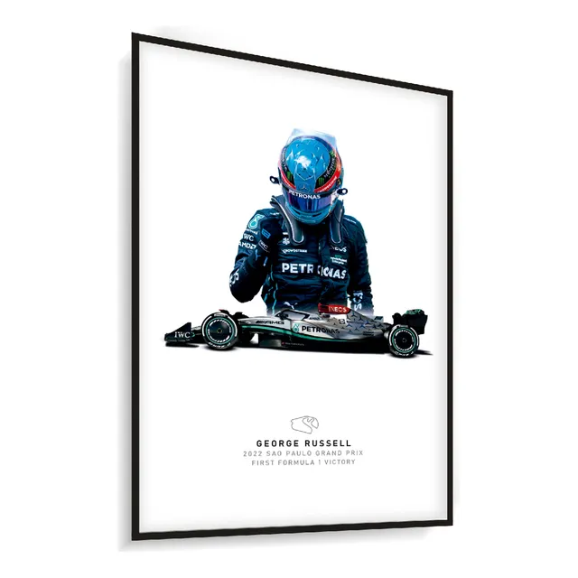 Quadro C/ Moldura Fórmula 1 F1 George Russell Brasil Gp 2022