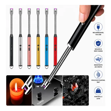 Kit 2 Acendedor Elétrico Recarregável Usb Para Fogão Plasma