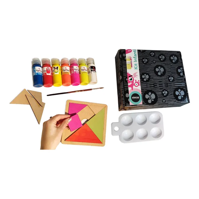 Kit Arte Niños Infantil Eterna Pinturas Pincel Paleta Juego