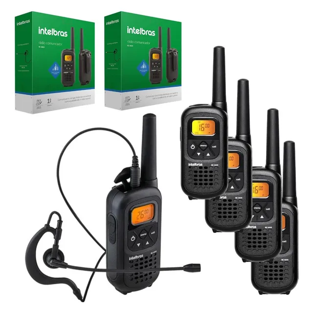 Kit 6 Rádios Walkie Talkie Intelbras Rc4002 Com Fone Vox 