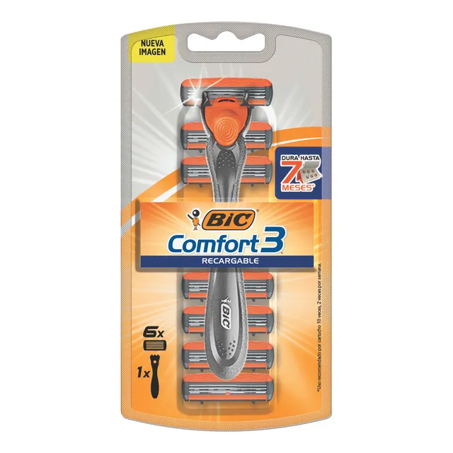 Rastrillo Bic Hybrid Comfort 3 1 mango y 6 Cartuchos