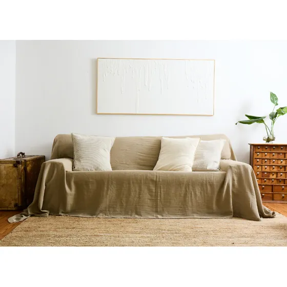 Funda Para Sillón Extra Super Grande 370x230cm Gasa Tusor Color Vison