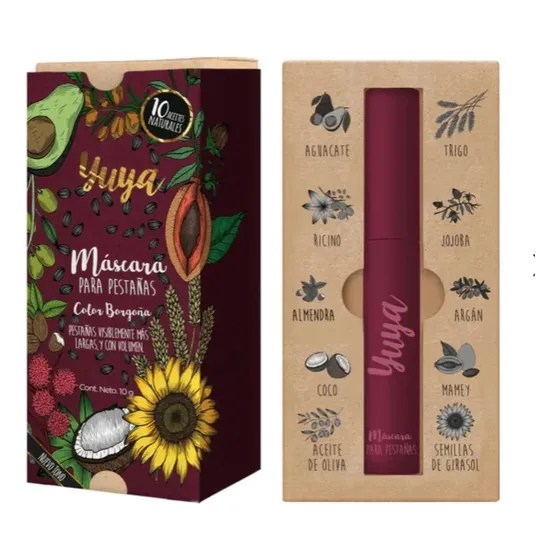 Máscara De Pestañas 10 Aceites Naturales Color Borgoña Yuya