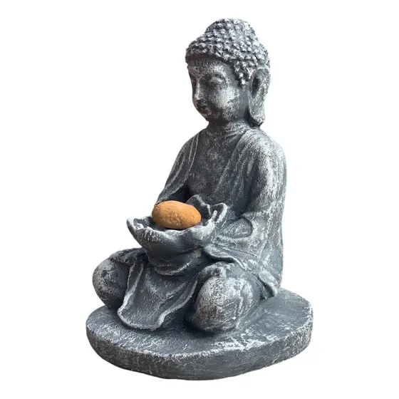 Hermoso Buda Tibetano Mini Con Flor De Loto Hormigon Kalix G
