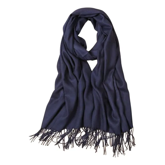 Bufanda Pashmina Cashmere Suave Otoño Invierno Chal Chalina Color Azul marino Diseño de la tela Lisa Talle Único