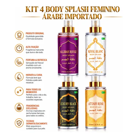 Kit 4 Body Splash Feminino Àrabe 200 Ml , Perfume , Colonia